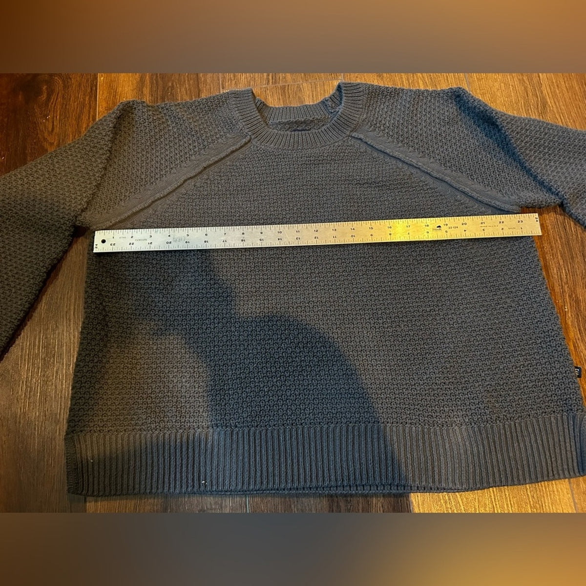 Gap Textured Honeycomb Knit Pullover Sweater Grey XL Raglan Long Sleeve Soft