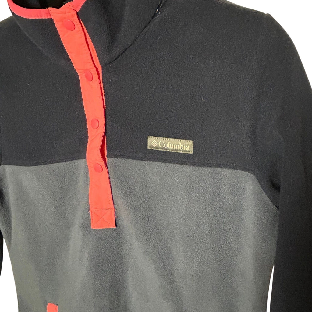 Columbia Navy Grey Pink Trim Benton Springs Fleece Snap Pullover Gorpcore Hike