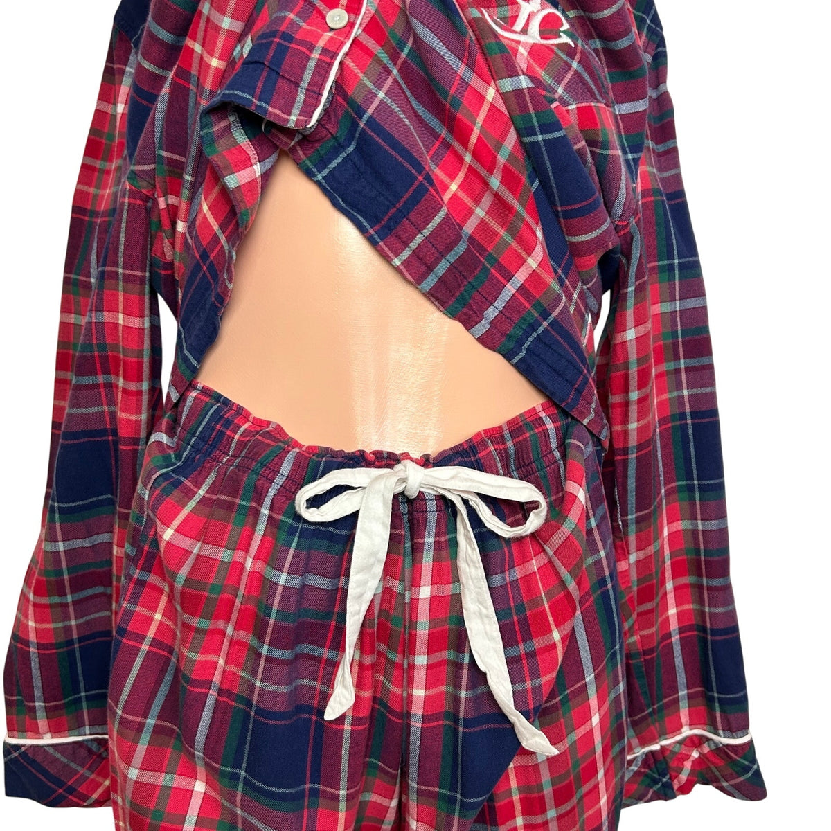 Victoria's Secret Plaid Flannel Pajama Set Red Tartan M Lounge Y2K Holiday
