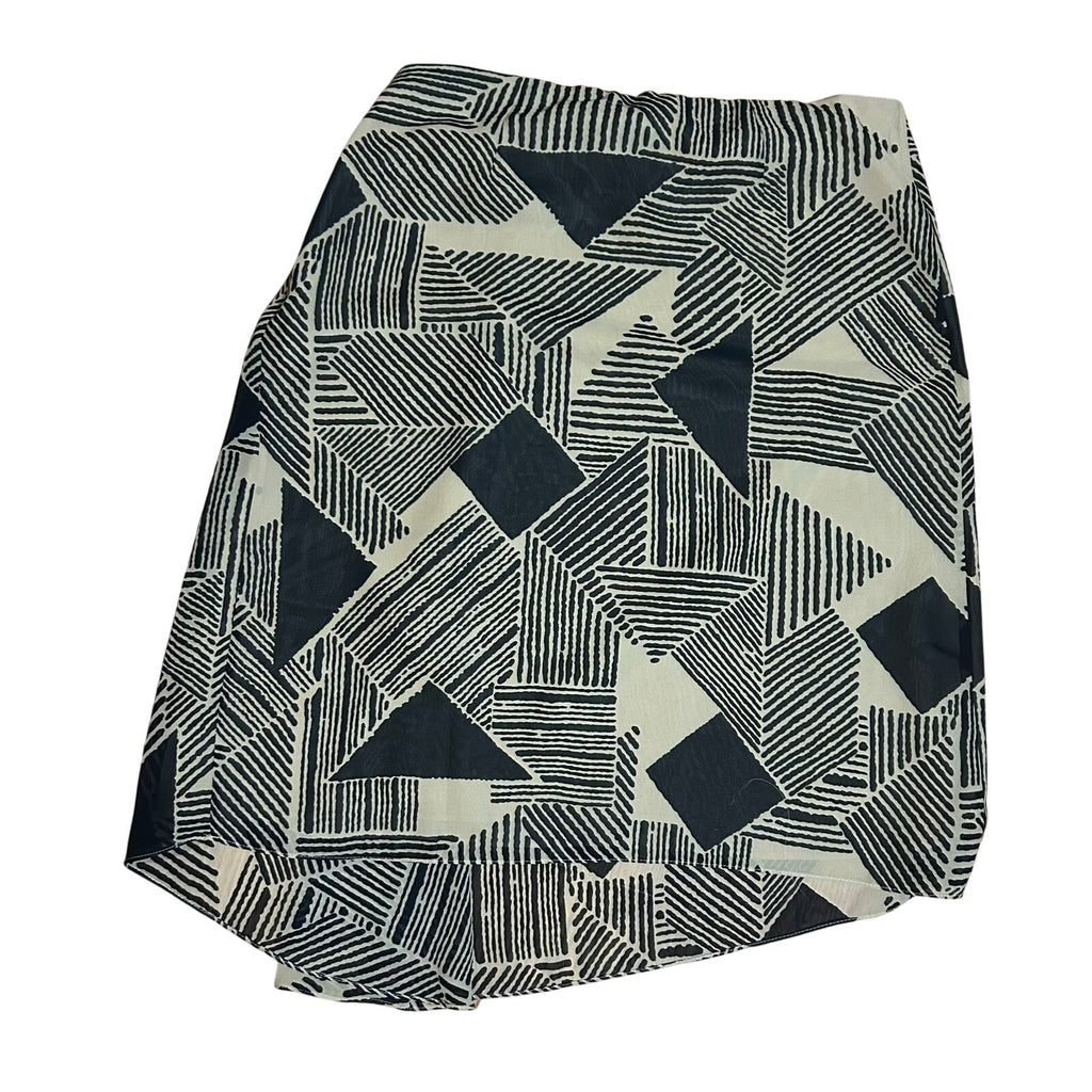 Lauren Ralph Lauren Geometric Print Georgette Skirt Size 10 Black Tan Abstract