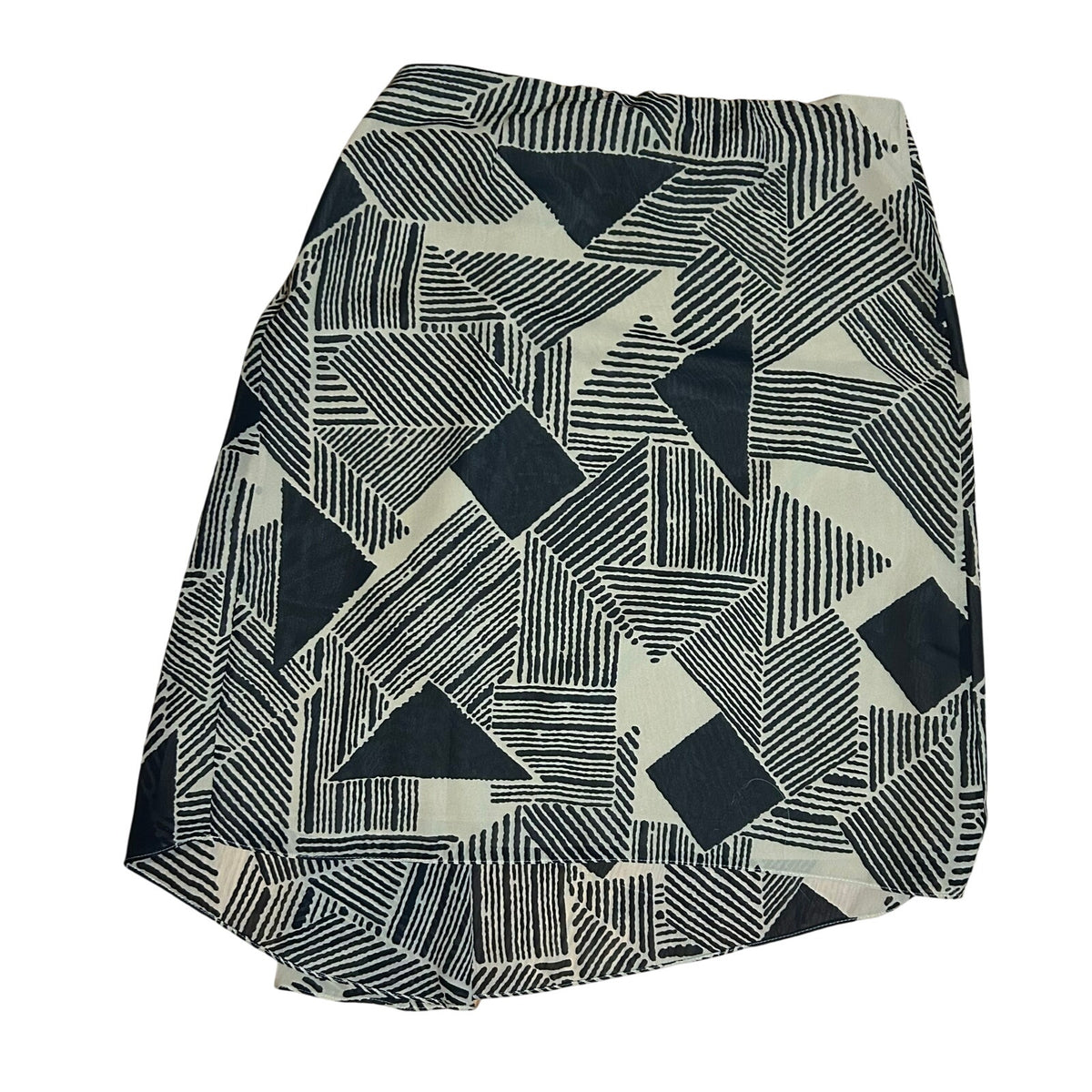 Lauren Ralph Lauren Geometric Print Georgette Skirt Size 10 Black Tan Abstract