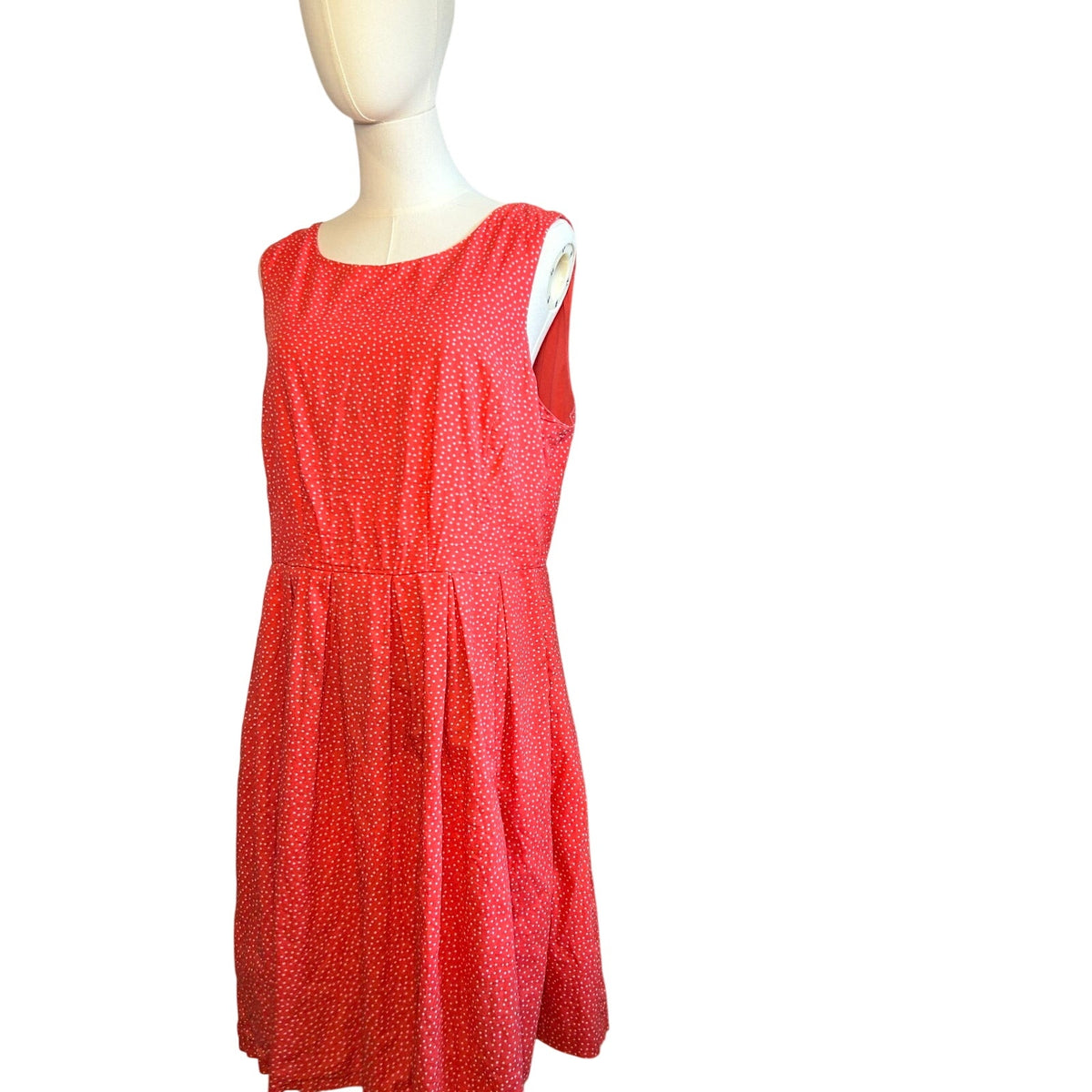 Corey P Orange Polka Dot Midi M Dress Cotton Pocket Retro Twee Preppy Sleeveless