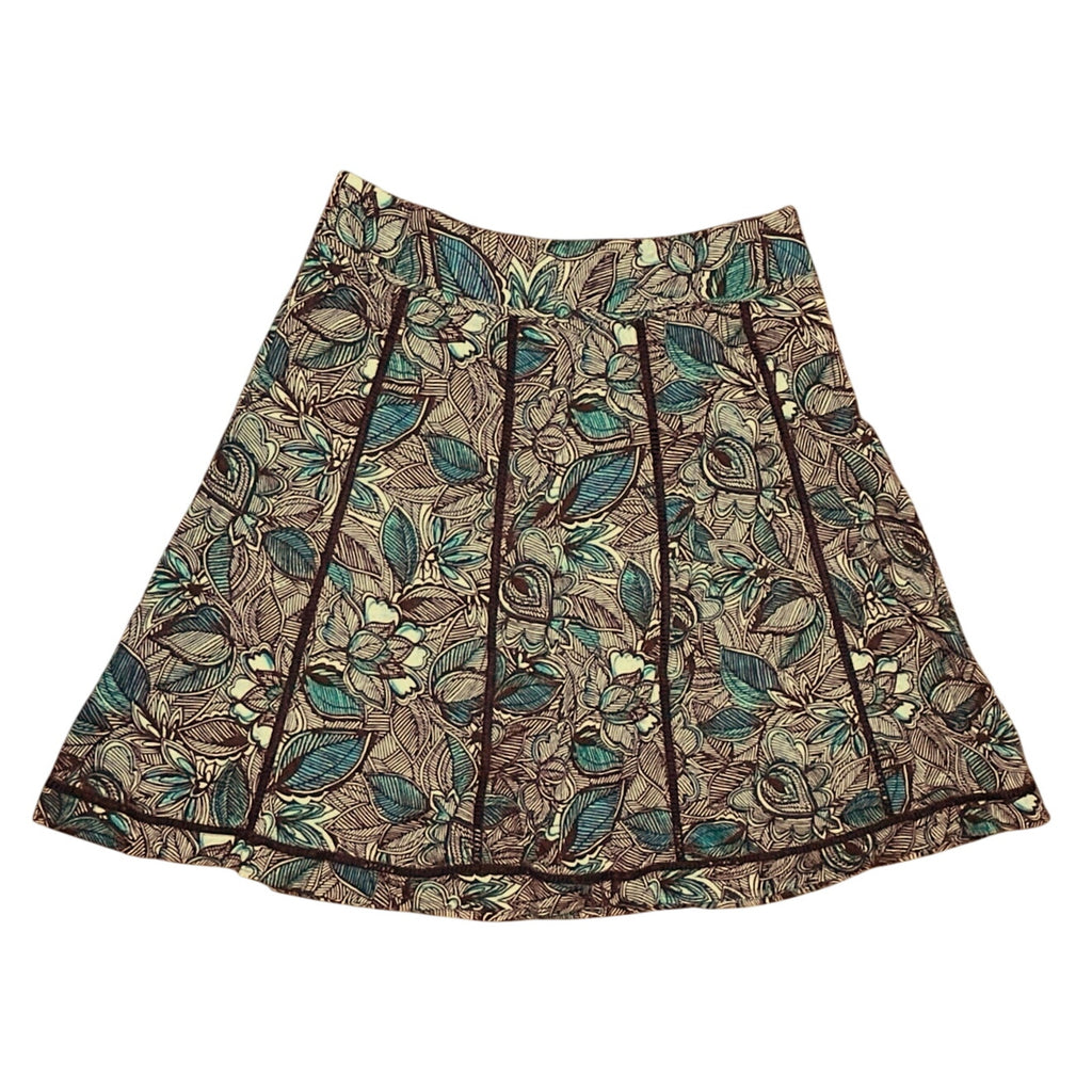 VTG Y2K St. John's Bay Brown Foral Knee Skirt Boho Casual Cottage Retro Cotton