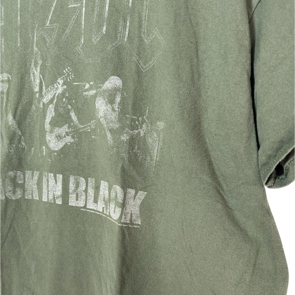 AC/DC Olive Green Back In Black 2023 Band Tee Size L Perryscope Rock Graphic