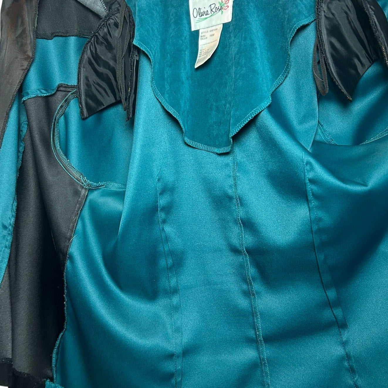 VTG Olivia Rose Colorblock Jacket Teal Black 16W Y2K Moto Suede Zip Whimsygoth