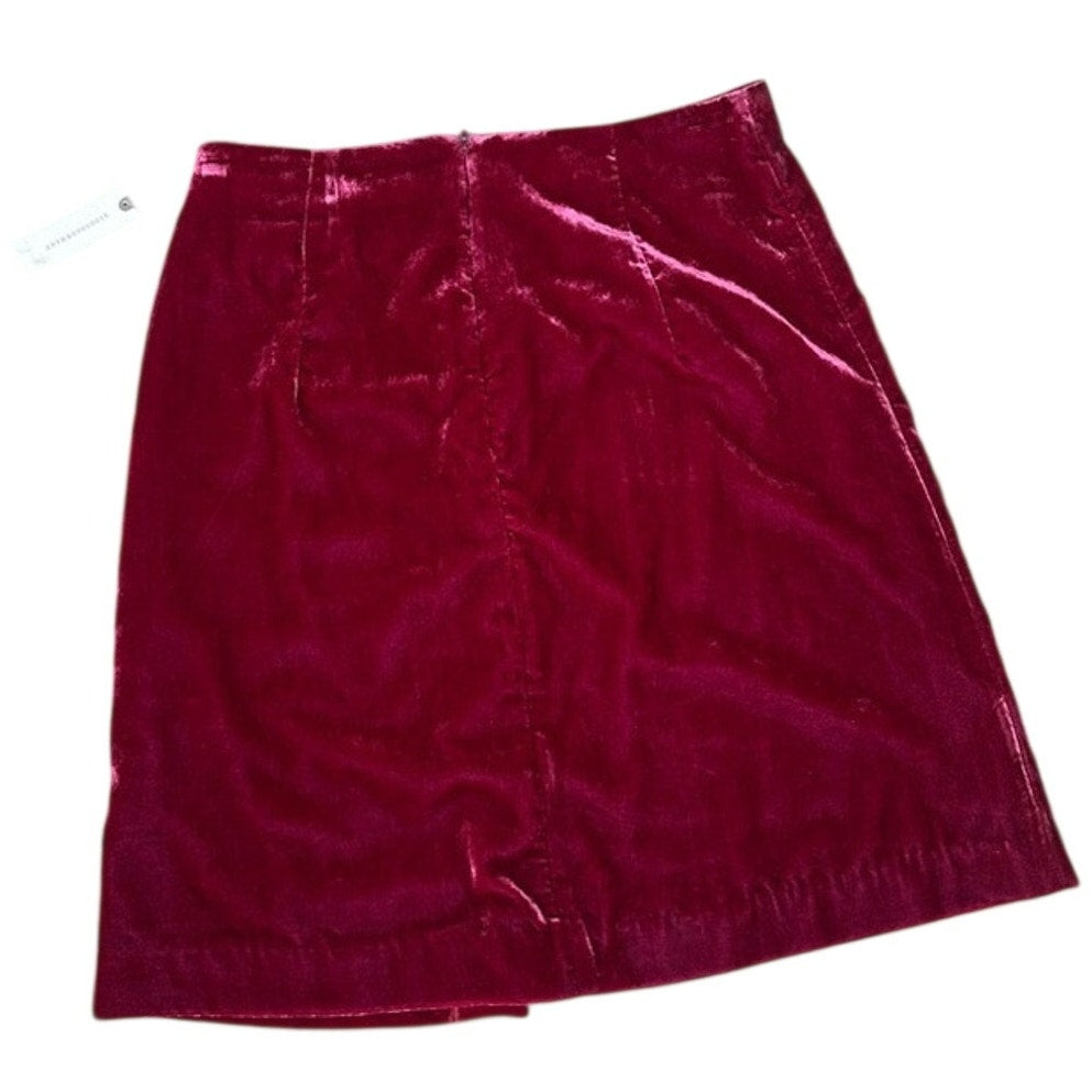 NWT Anthropologie Red Velvet Mini Skirt, Festive Holiday Jewel-Tone, Size 8