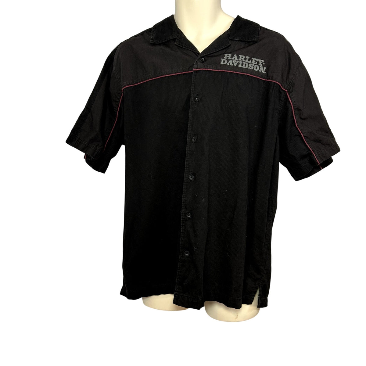Harley-Davidson L Black Embroidered Bowling Moto Snap-Collar Mechanic Shirt