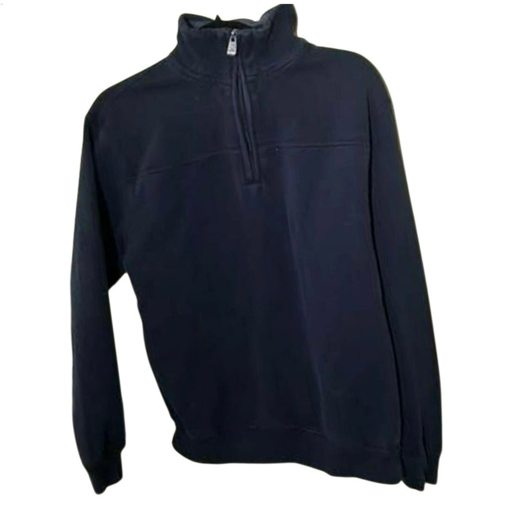 VTG Arrow Mens Quarter Zip Pullover Black Striped Collar Y2K Sweater Medium