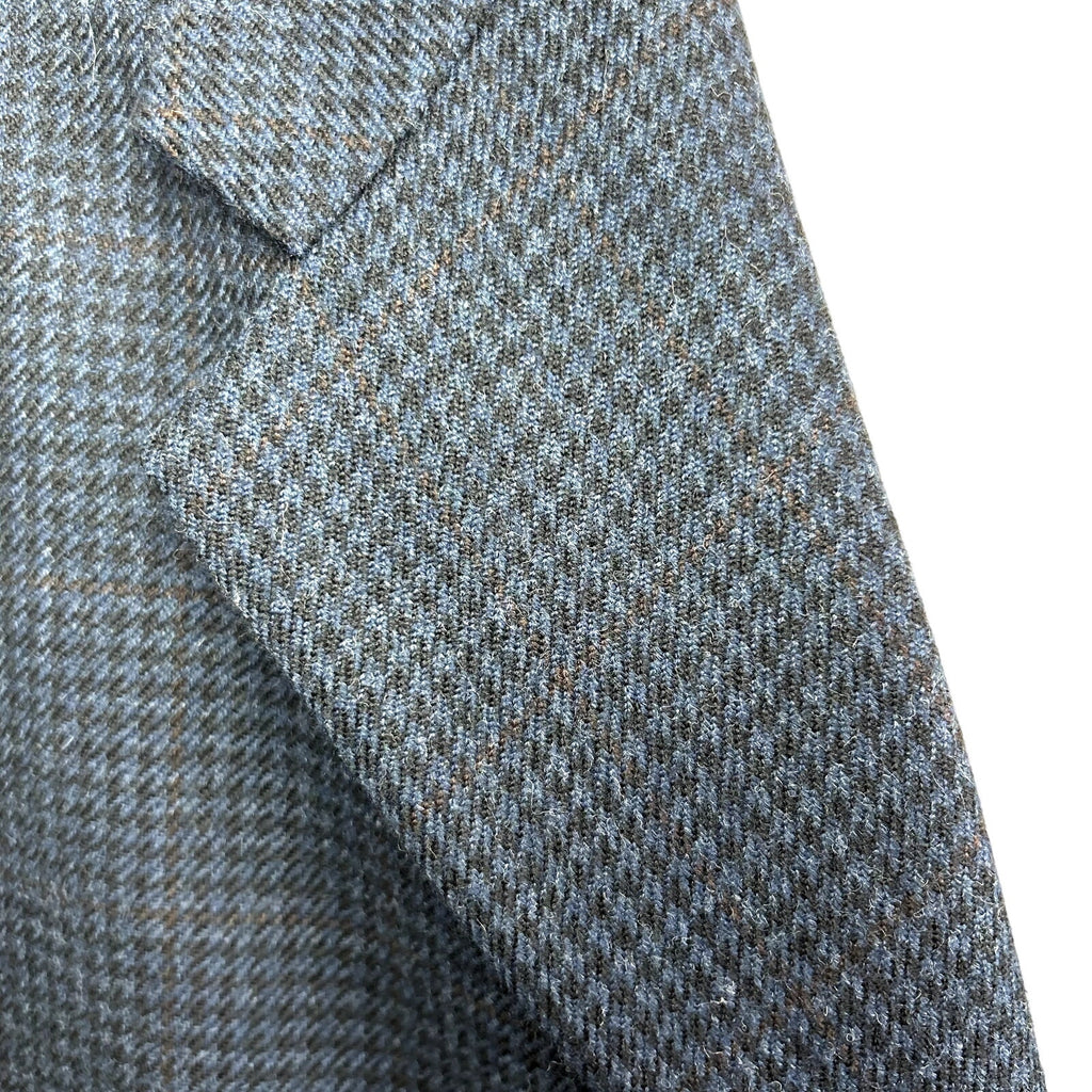 VTG Y2K Corporate Image 44 Blue Houndstooth Wool Blazer Sport Coat Preppy Luxury