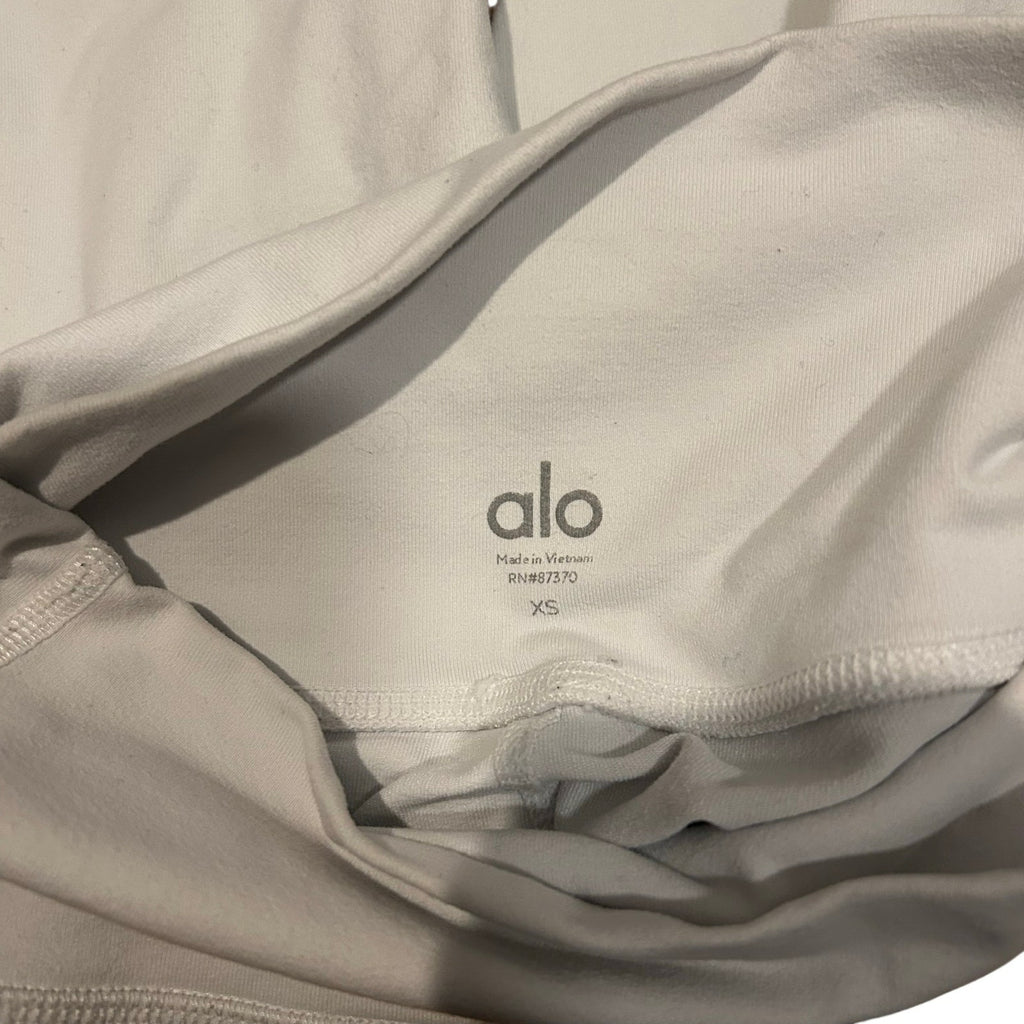 Womens Alo Yoga Cropped Leggings White XS Mesh Cutout Pilates Athleisure