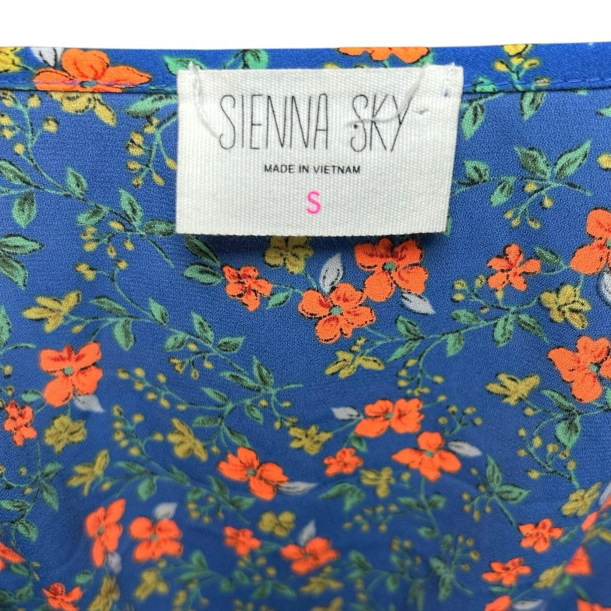 Sienna Sky Blue Floral Peplum Camisole Top S Boho Cottage Coastal Summer Resort