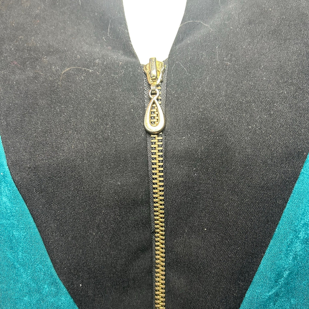 VTG Olivia Rose Colorblock Jacket Teal Black 16W Y2K Moto Suede Zip Whimsygoth