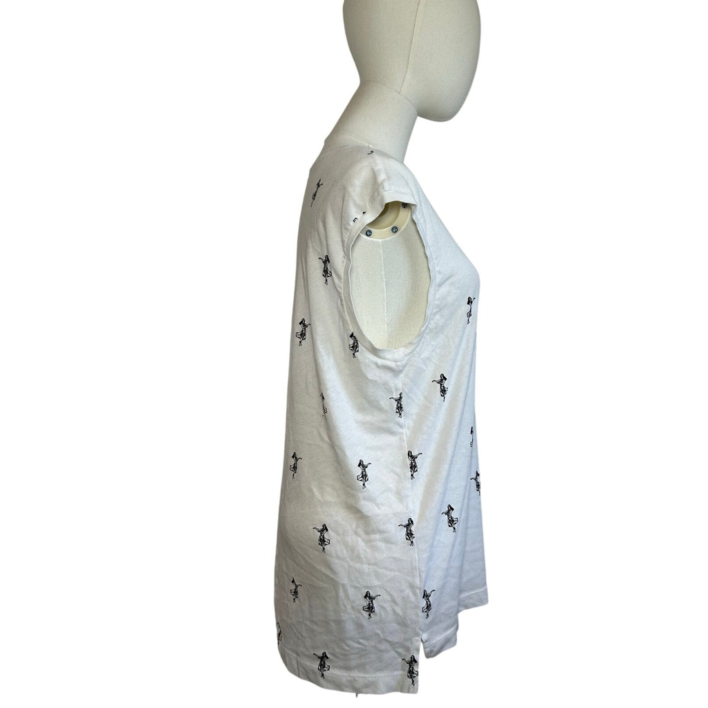 J.CREW Collection Tees Hula Girl Tank Top White Large Casual Hawaii Summer Boho