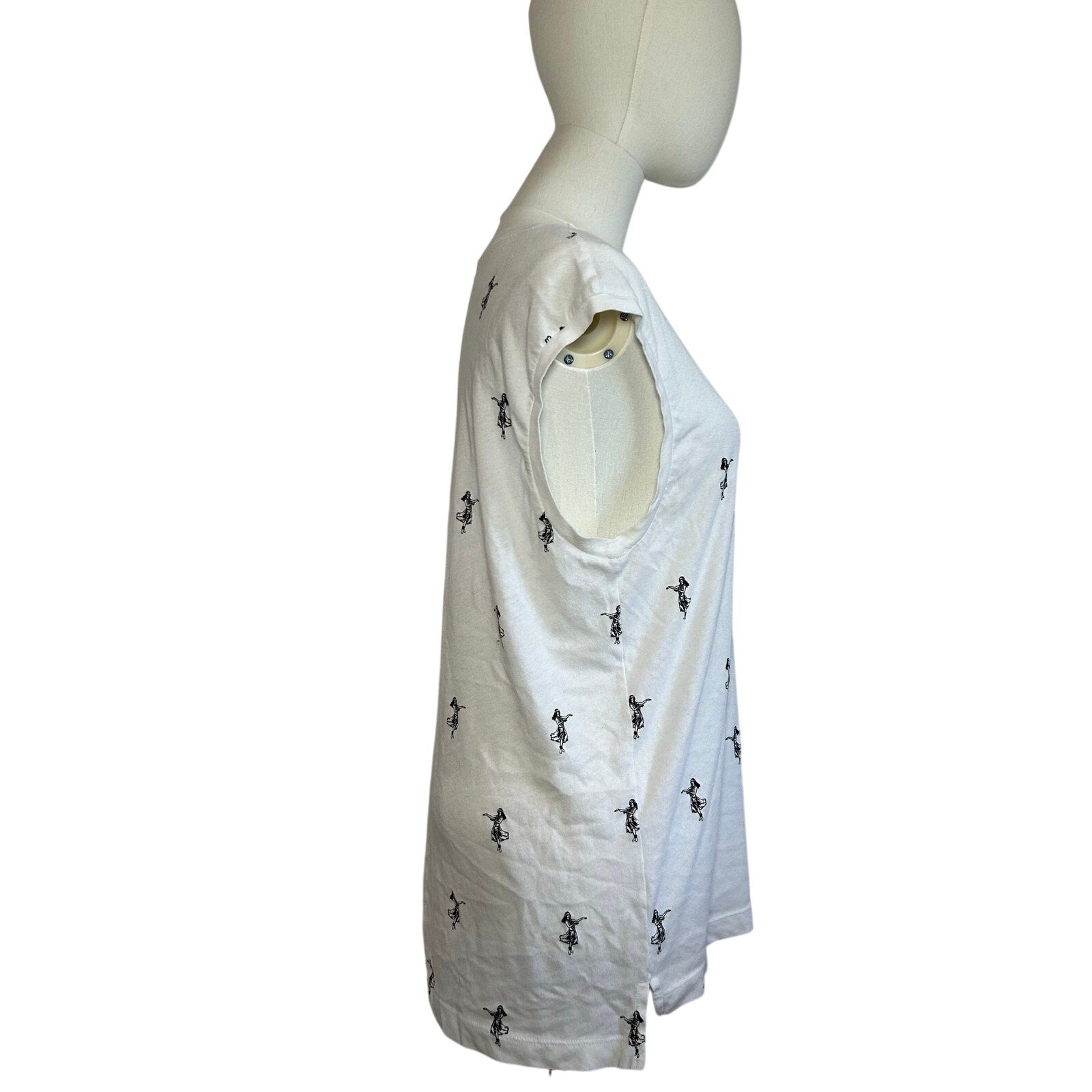 J.CREW Collection Tees Hula Girl Tank Top White Large Casual Hawaii Summer Boho