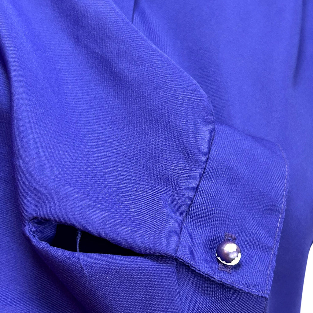 VTG 80s Laura Mae M Purple Blouse Asymmetric Mock Neck Retro Office Siren Twee