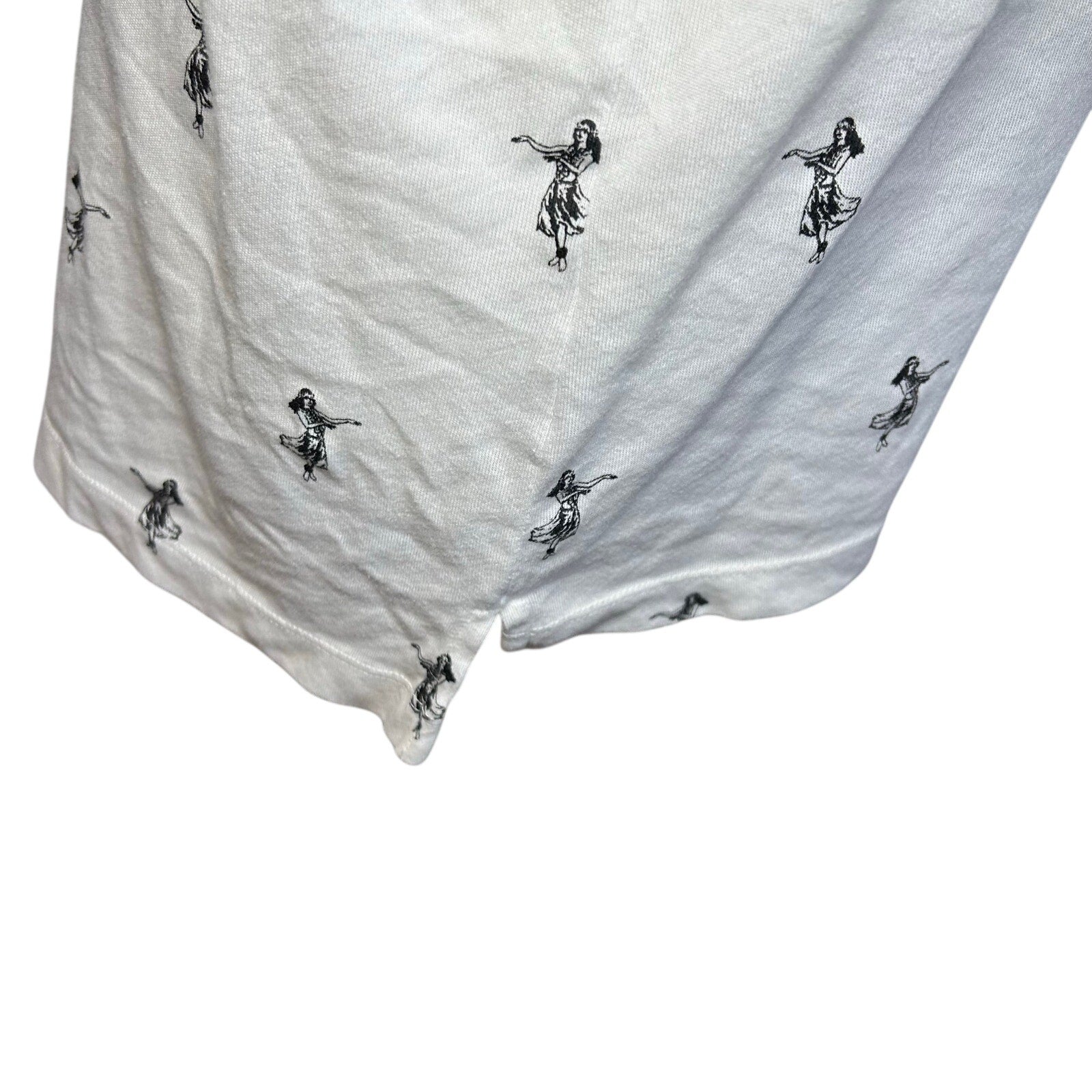 J.CREW Collection Tees Hula Girl Tank Top White Large Casual Hawaii Summer Boho