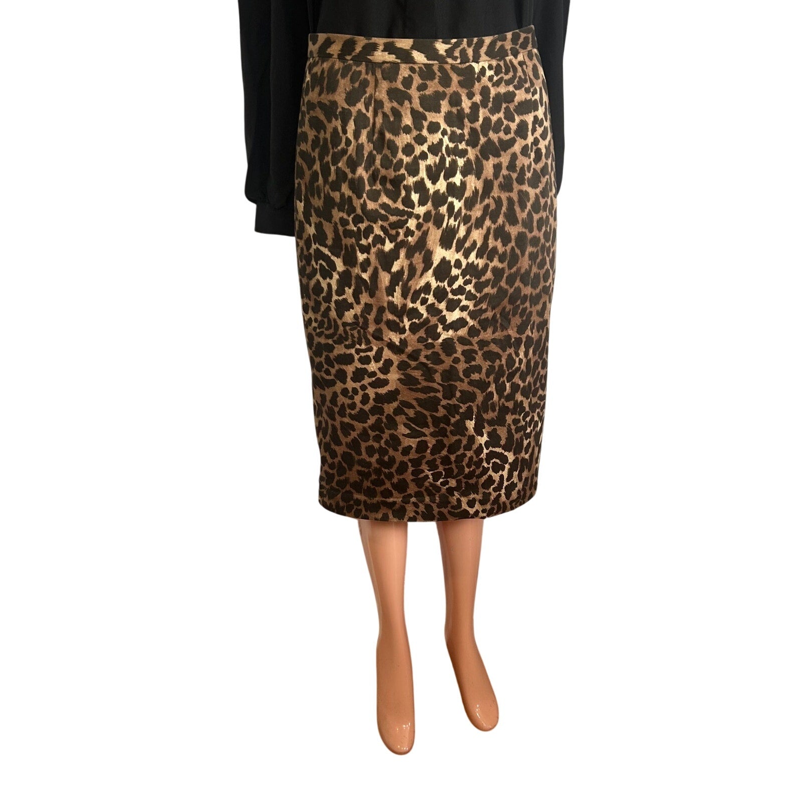 Michael Kors Animal Print Cotton Midi Pencil Skirt 8 Mob Wife Office Siren Chic