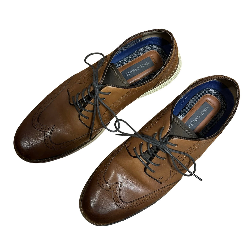 Vince Camuto Brown Leather Dress Shoes Men's 10.5 Professional Oxfords Academia