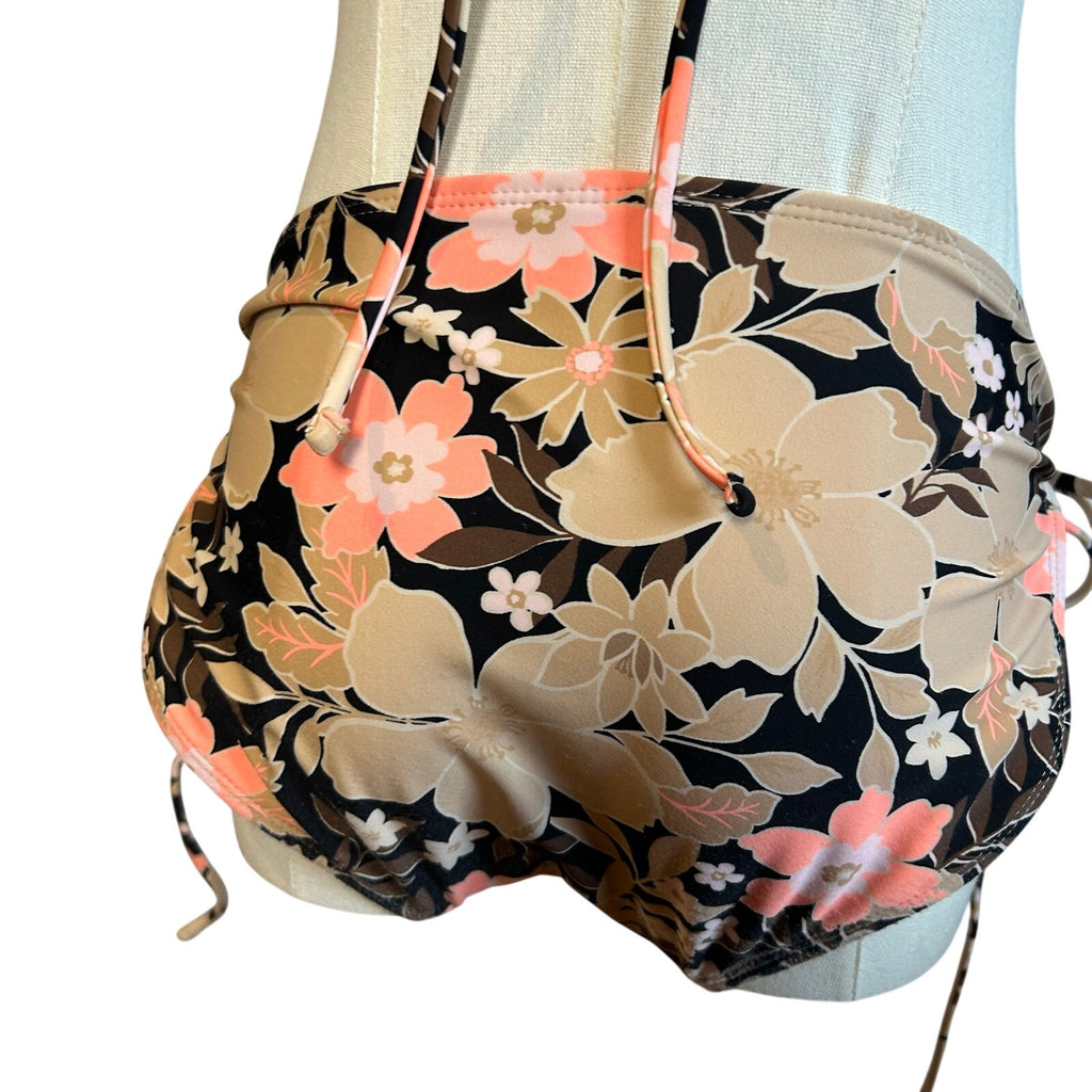 Brown Black String Bikini Set Adjustable Triangle Top Large Boho Casual Coquette