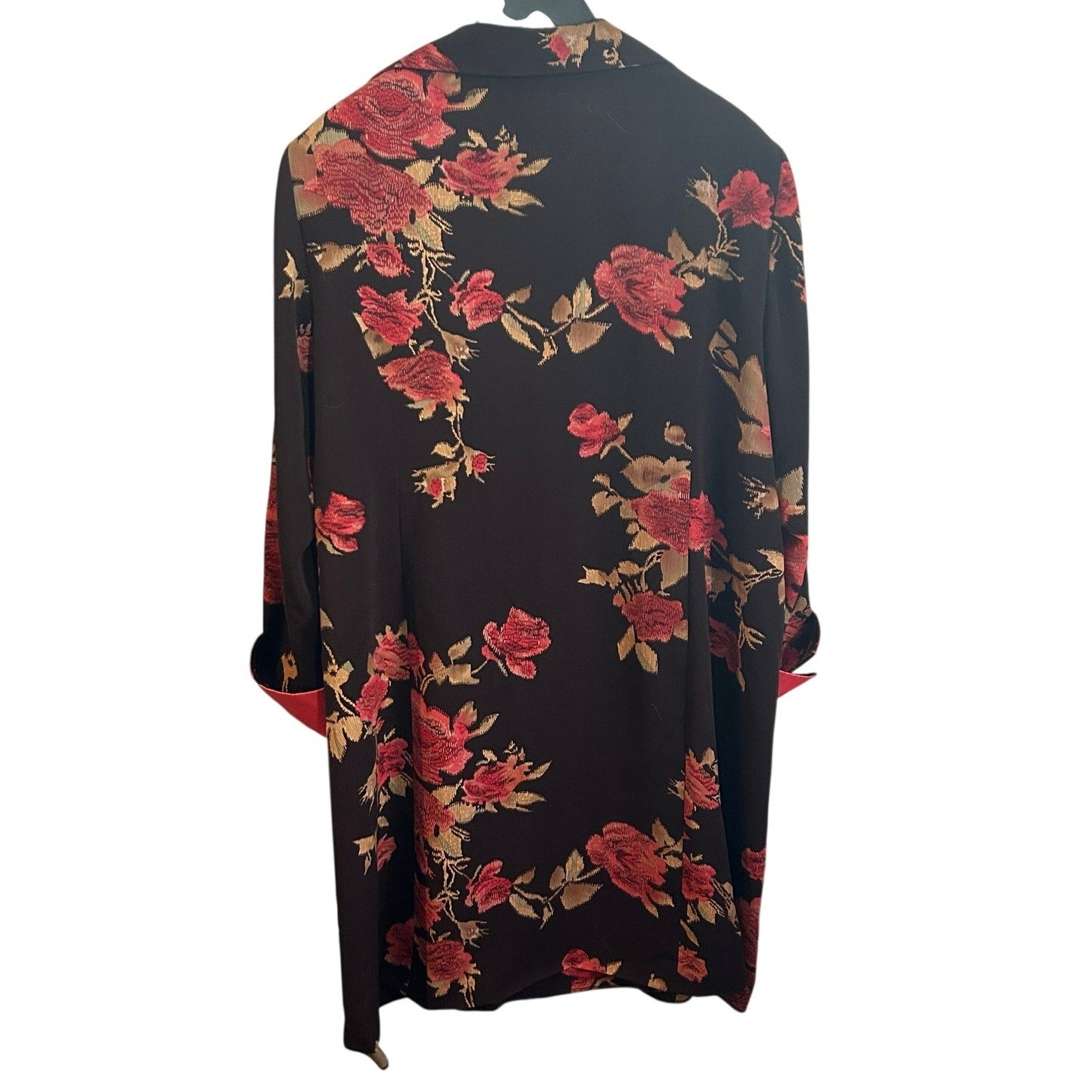 VTG Dana Kay Floral Long Duster Coat Brown 22W Y2K Whimsygoth Dark Academia