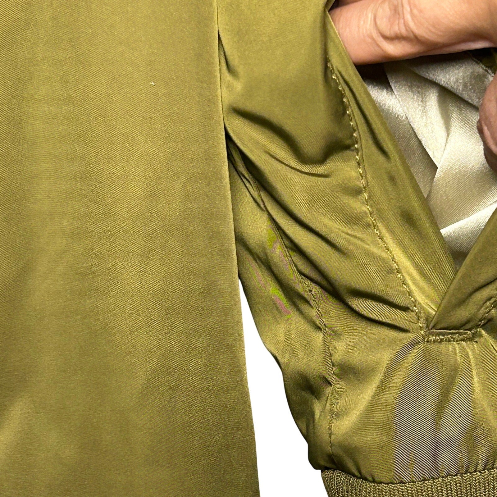 Old Navy Green Satin XS Bomber Jacket Retro Casual Streetwear Flight Coat Zip Up
