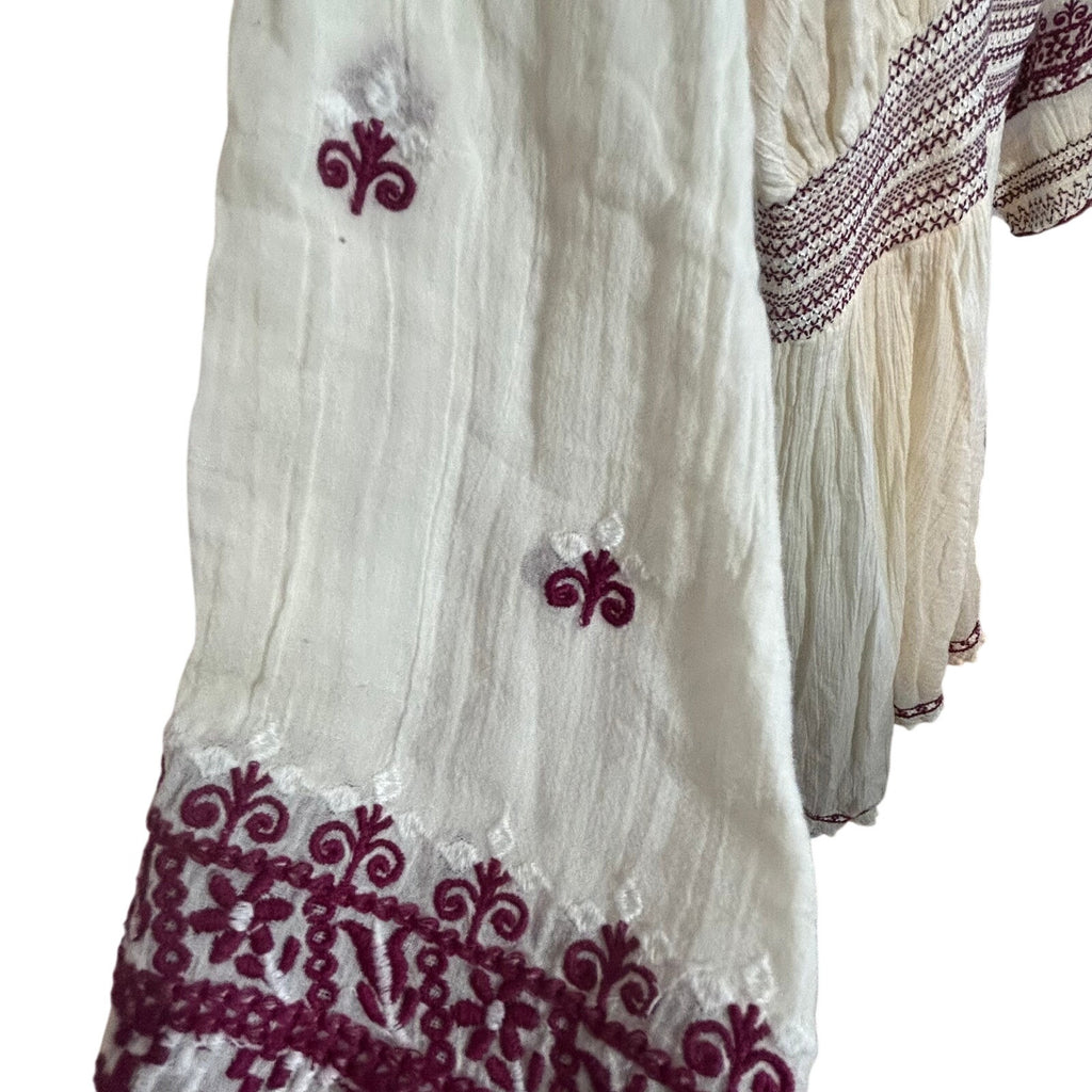 Free People FP One White Purple Embroidered Fleur Du Jour Midi Dress Size S