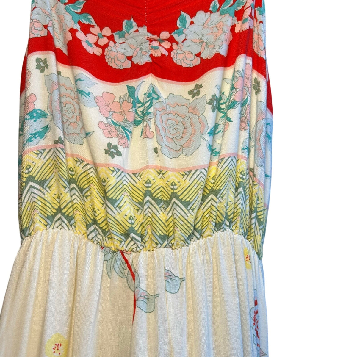 Chelsea & Violet Psychedelic Floral Jumpsuit Large Rayon Spaghetti Strap Pockets