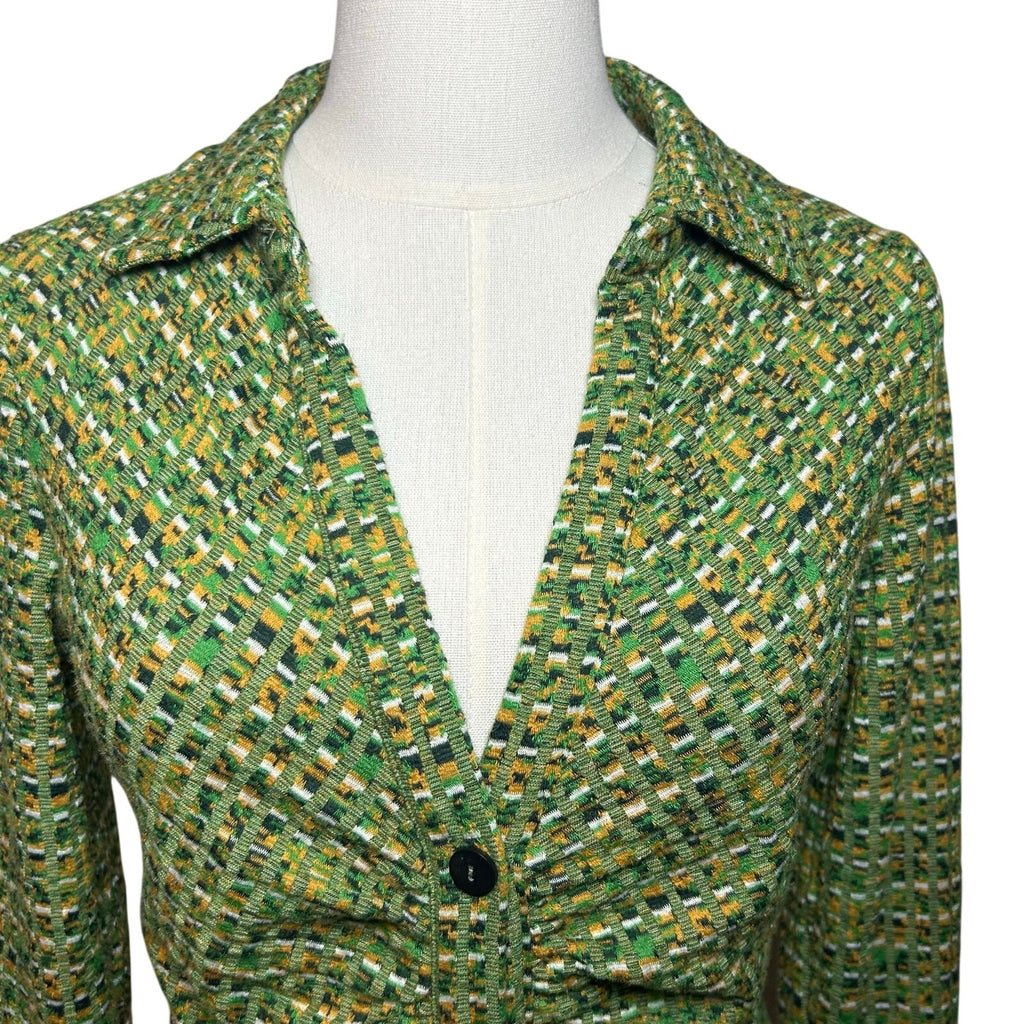 Stradivarius Green Long Sleeve Knit Dress M Minimalist Preppy Retro Streetwear
