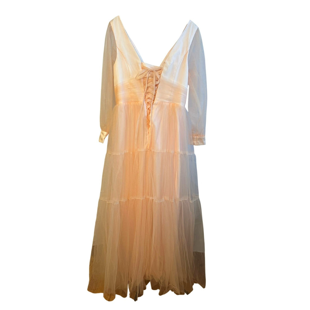 VNAIX Blush Pink Tulle Tiered Formal Gown Corset Back Fairycore Prom Dress SZ 16