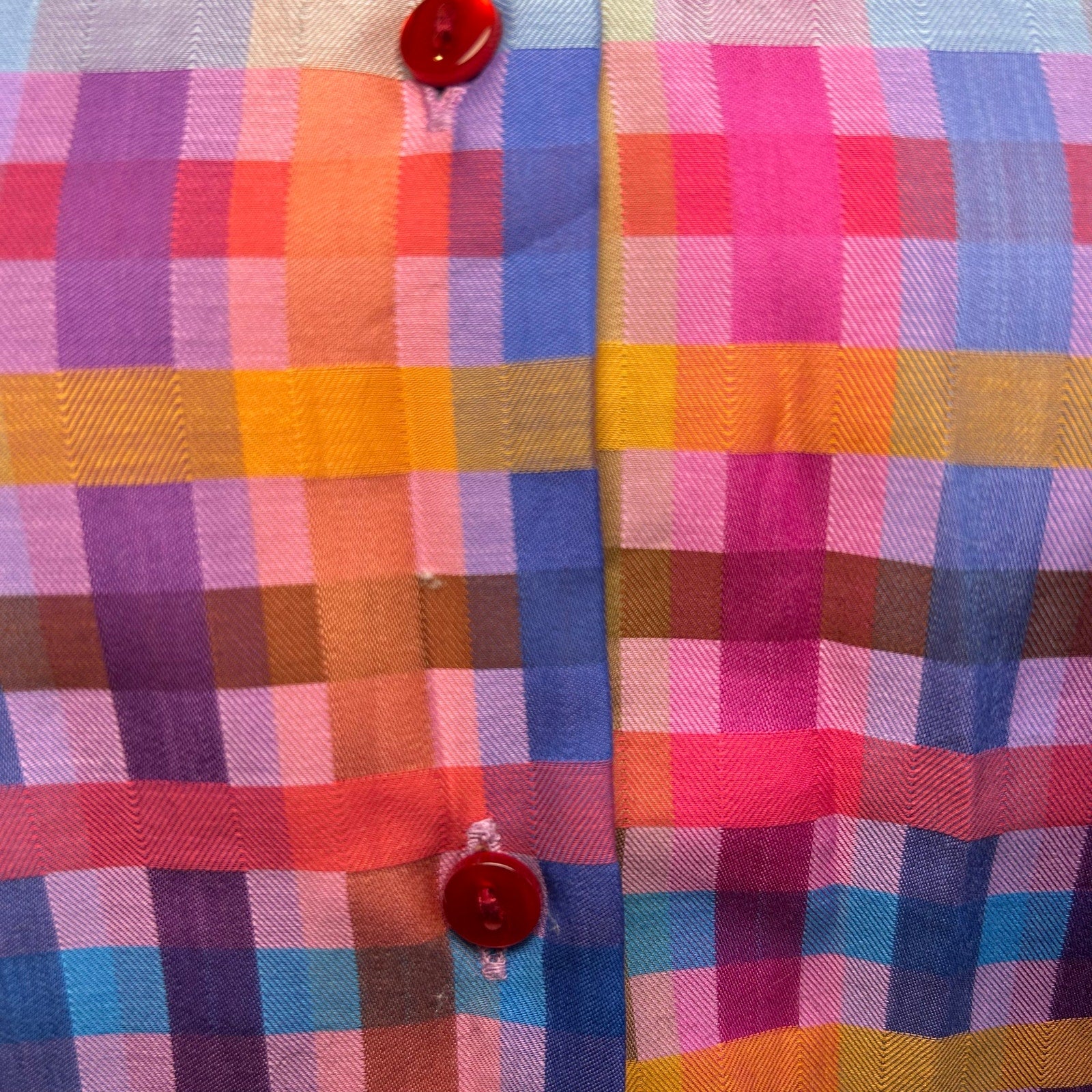 VTG 90s John Braye Florence Grid Print Button Down Shirt Small Office Siren Y2K