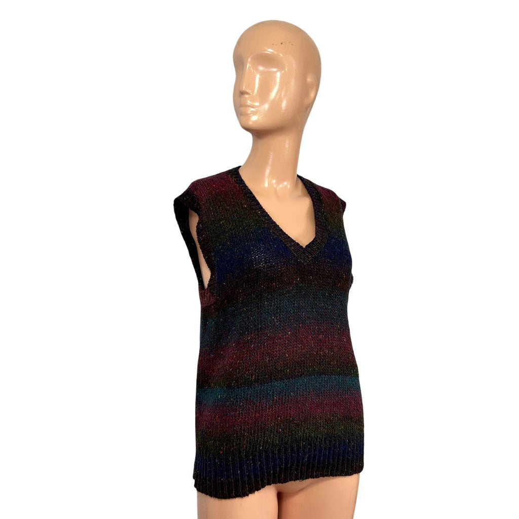 VTG 90s LAbeille XS Blue Purple Sweater Vest Preppy Grandpa Dark Academia Retro