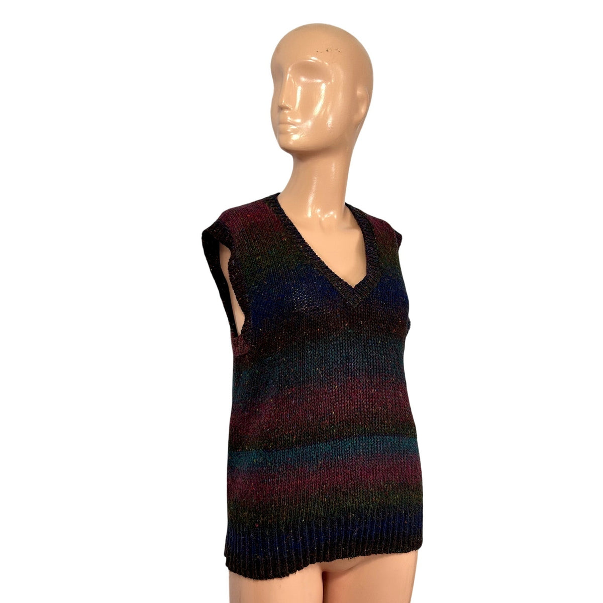 VTG 90s LAbeille XS Blue Purple Sweater Vest Preppy Grandpa Dark Academia Retro