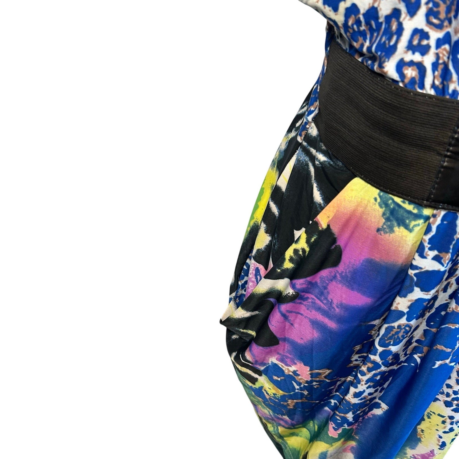 VTG Y2K Roommates Multicolored 4 Mini Dress Pockets Belt Retro Indie Twee Party