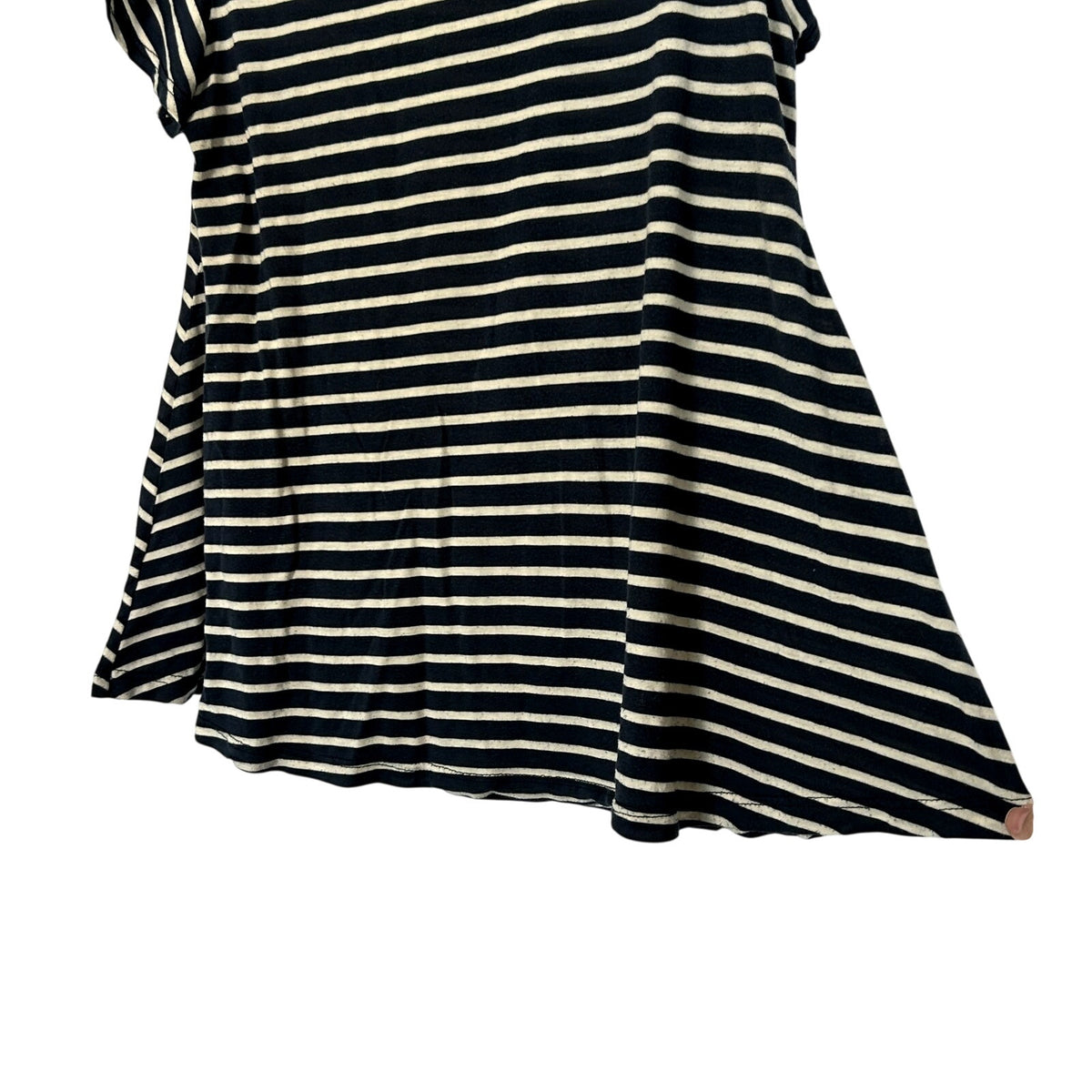 Forever 21 Navy White Striped Floral Graphic Tee Modal Blend Soft Casual Medium