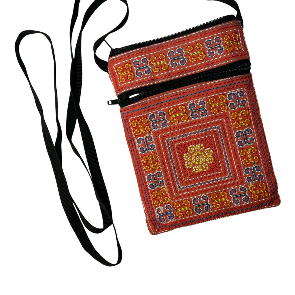 Hmong Embroidered Crossbody Pouch Bag Boho Whimsigoth Paj Ntaub Passport Purse