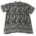 VTG Studio Basic Black White Floral Deer Border Print Rayon Blouse Size L