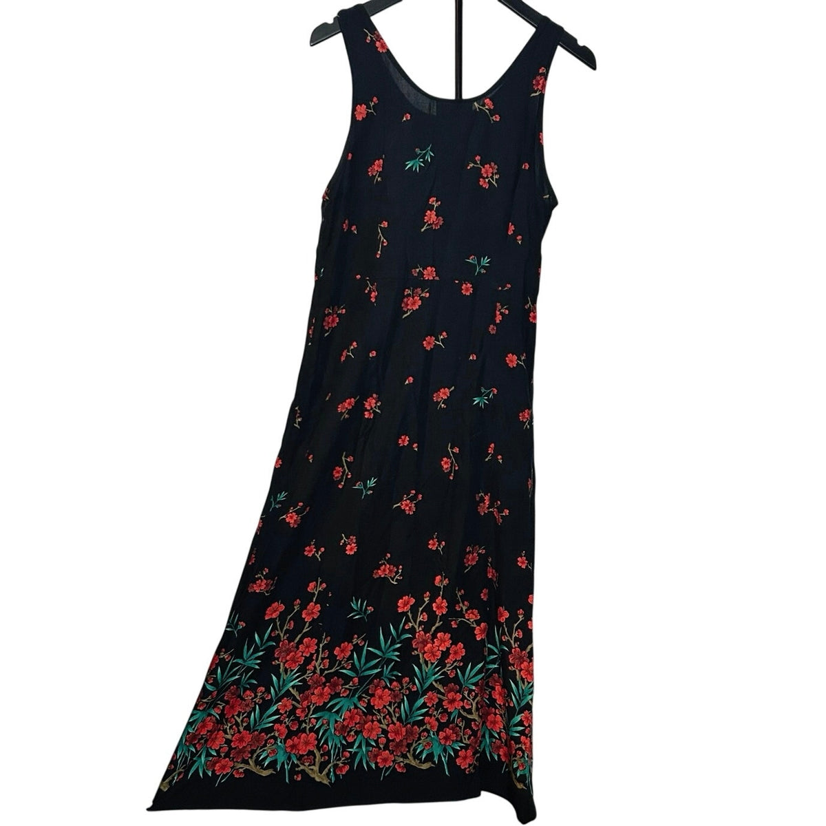 R&K Originals Rayon Black Red Floral Petite M Dress Grunge Retro Whimsigoth Boho