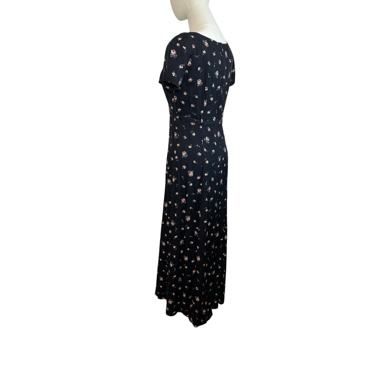 VTG 90s Decked Out Floral Belted Maxi Grunge Whimsigoth Medium Y2K Retro Boho