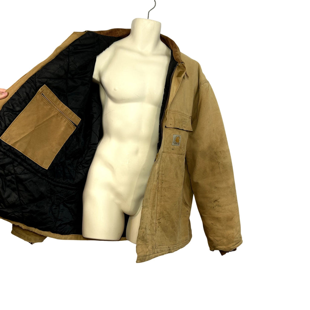 VTG 90s Carhartt J18 48R Tan Quilted Duck Detroit Work Barn Jacket Coat Gorpcore
