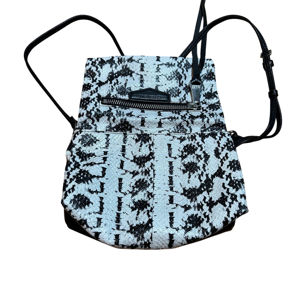 Aimee Kestenberg Bali Convertible Leather Crossbody Bag Snake Print Black White
