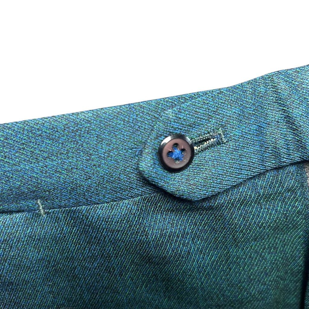VTG 60s Ne Plus Ultra Iridescent Teal Sharkskin Mod Trousers Side Tab 38x29