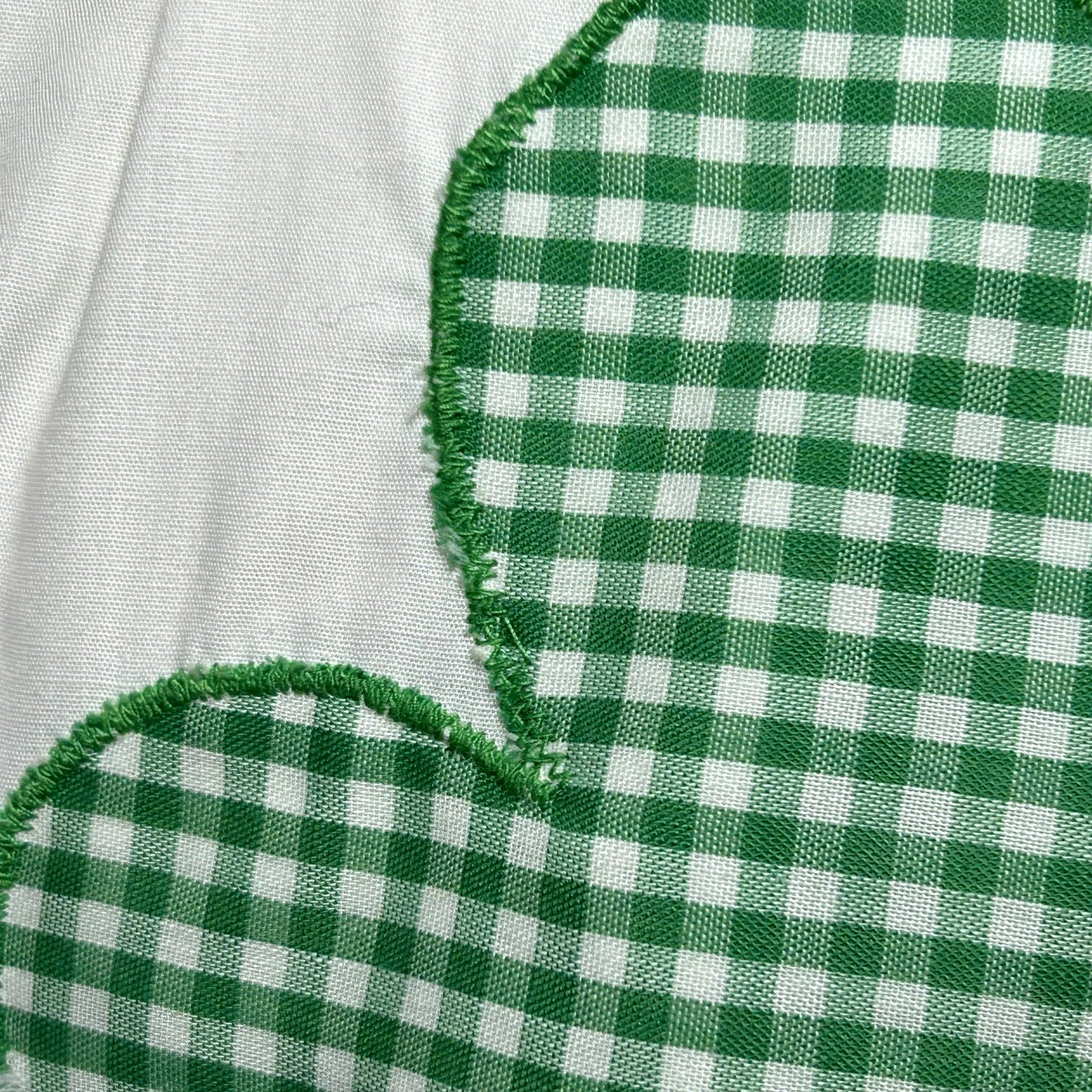 VTG 70s White Shamrock M Embroidery Gingham St. Patrick's Day Top Twee Retro