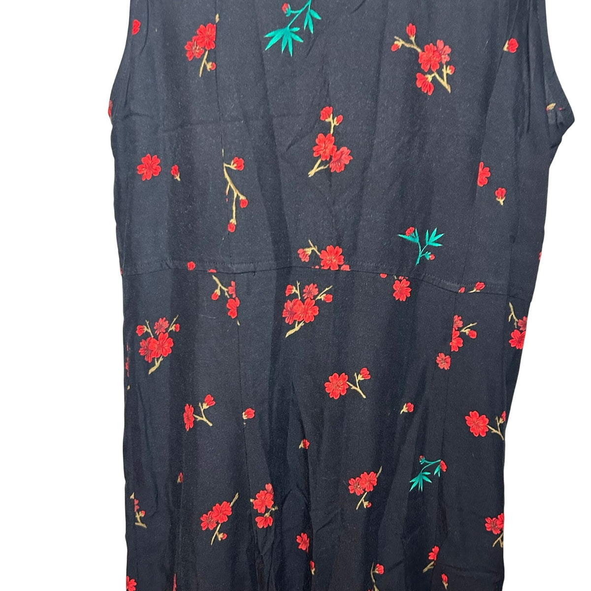 R&K Originals Rayon Black Red Floral Petite M Dress Grunge Retro Whimsigoth Boho