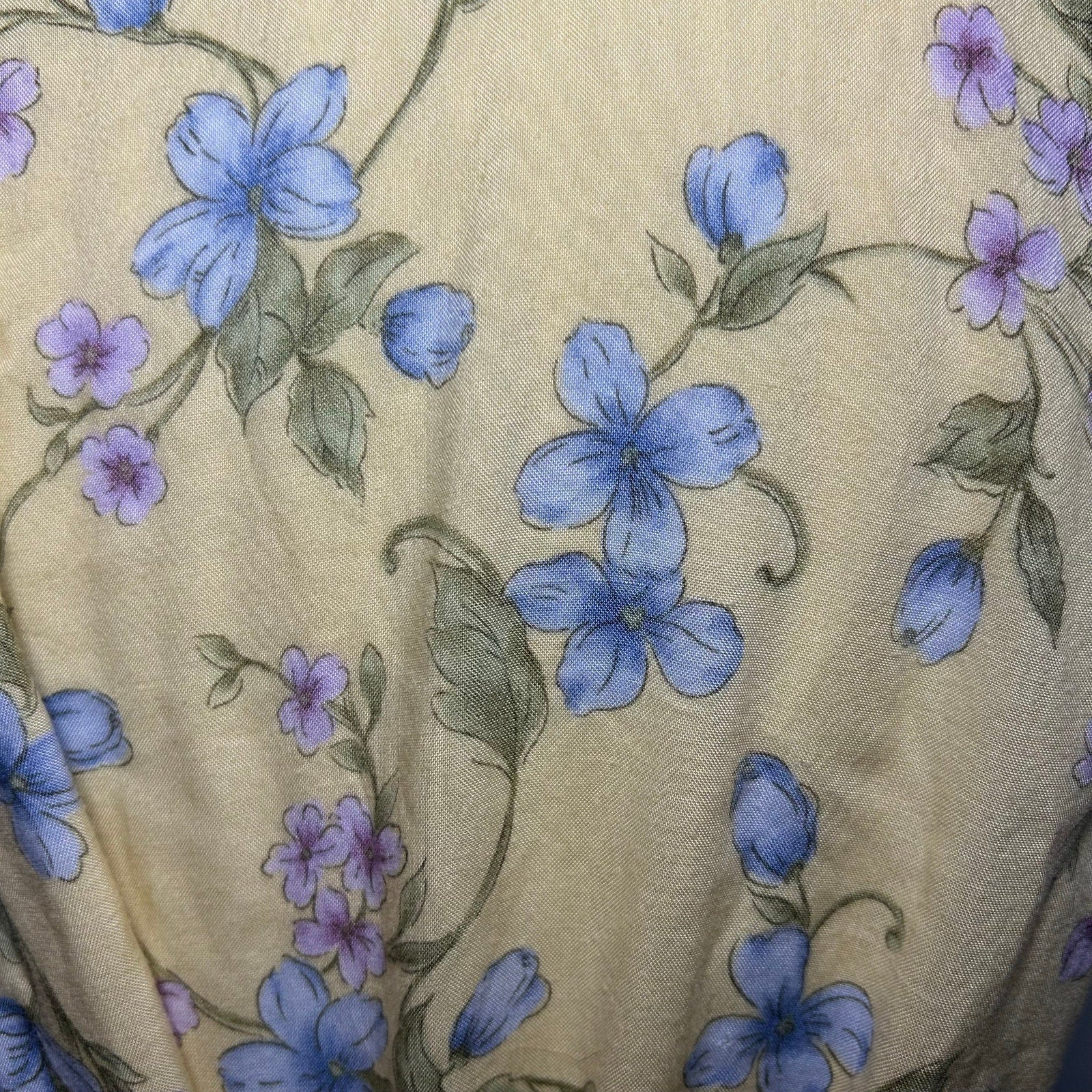 VTG 90s Erika Collection Yellow Floral Maxi Shirt Dress M Cottage Grandma Grunge