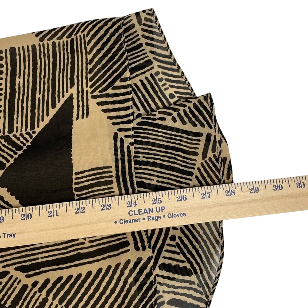 Lauren Ralph Lauren Geometric Print Georgette Skirt Size 10 Black Tan Abstract