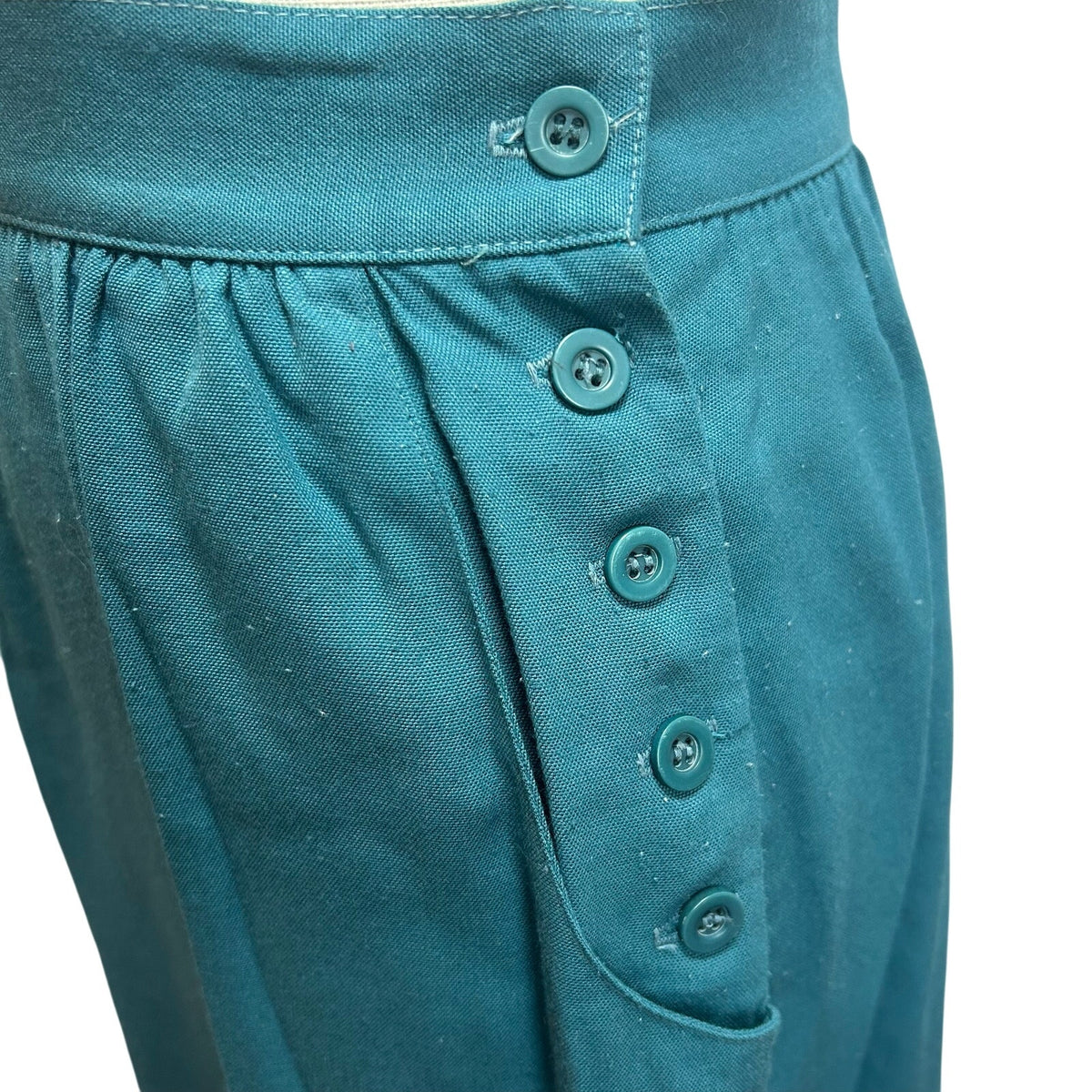 VTG 80s Pliers Green Small A-Line Midi Skirt Retro Cottagecore Dark Academia