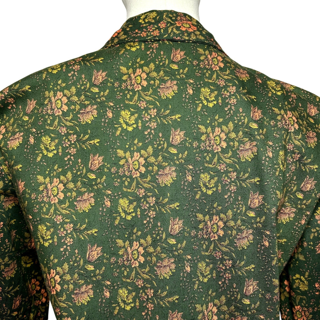 VTG 50s Green Heavy Cotton Skirt Suit Blazer Two Piece Set Twee Retro Preppy