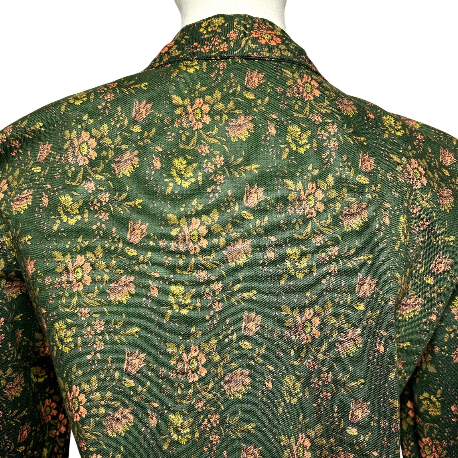 VTG 50s Green Heavy Cotton Skirt Suit Blazer Two Piece Set Twee Retro Preppy