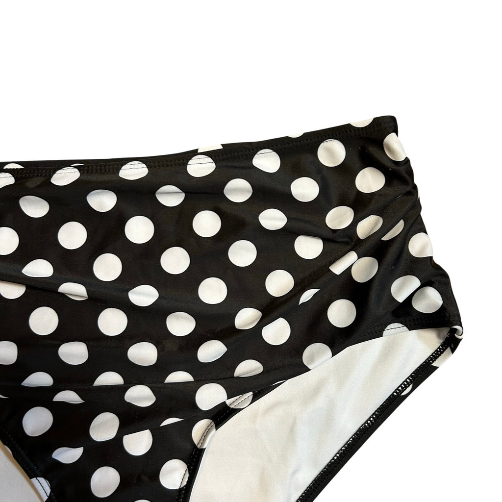 Black White Polka Dot High Waist Bikini Bottom Retro Swim XL Coquette Twee Glam