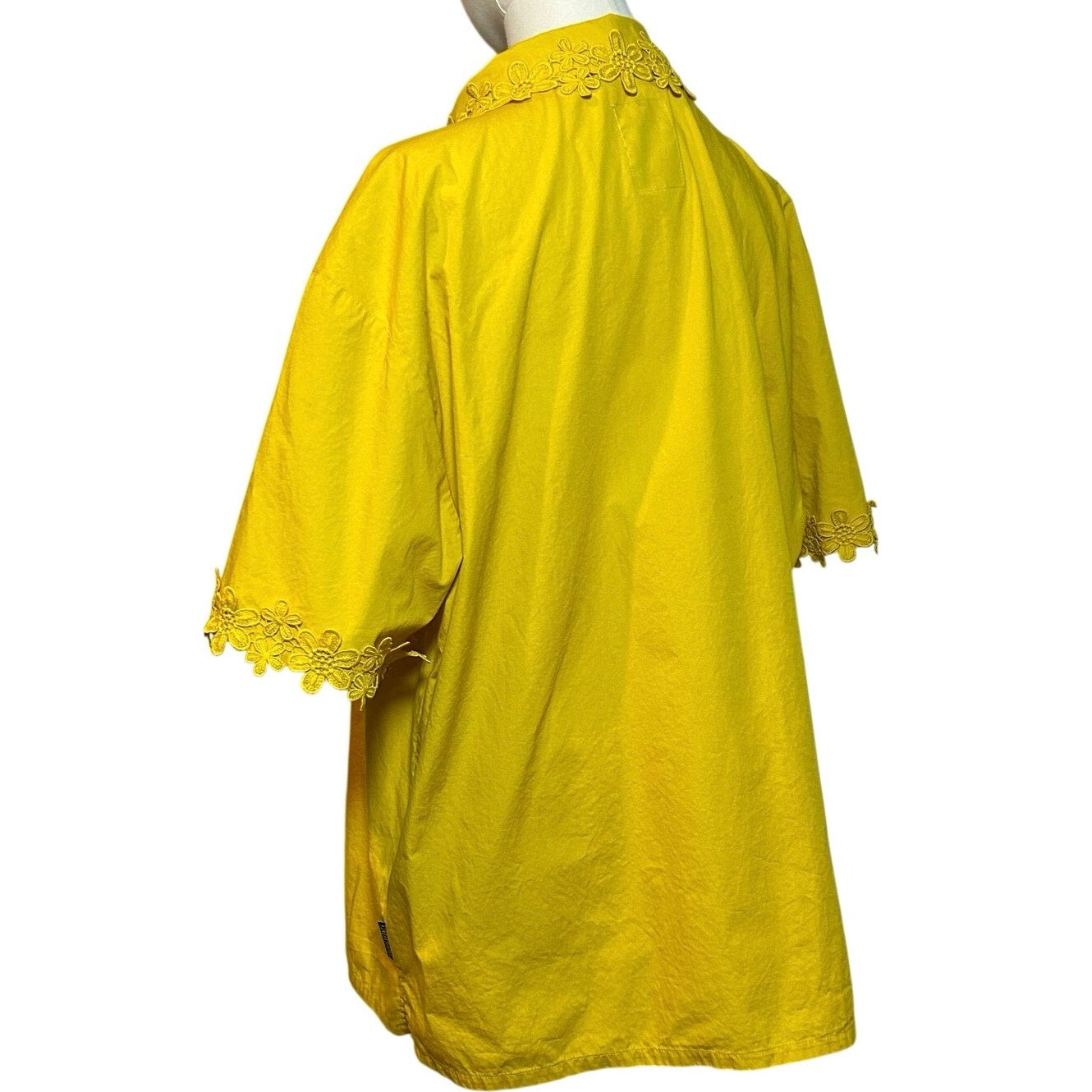 Savage X Fenty Yellow Floral Lace Trim 100% Cotton Shirt Plus Size 2X